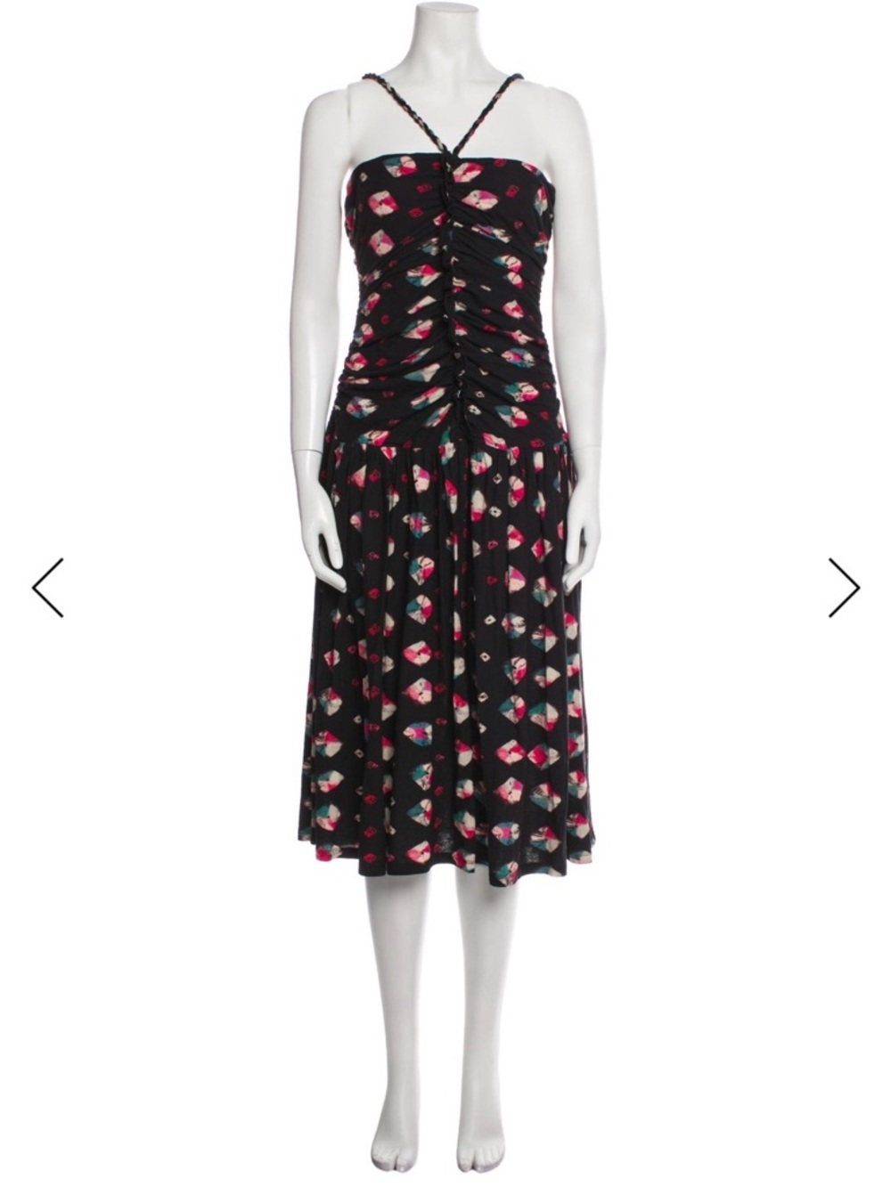 Ulla Johnson Marcella Ruched Midi Dress - Nocturne Floral - Size 10 - Picture 2 of 10